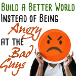 Building a Better World Book with angry emoji face