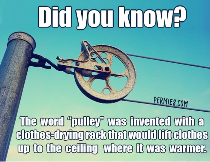 paul wheaton's quote from building a better world book about the word pulley being invented with clotheslines